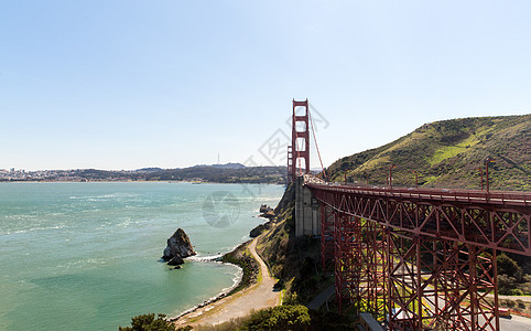 景观旧金山湾金门大桥的景观旧金山湾金门大桥的景色图片