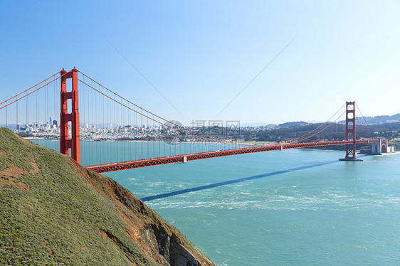 景观旧金山湾金门大桥的景观旧金山湾金门大桥的景色图片