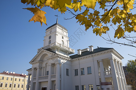 明斯克市的市政厅白俄罗斯共国的秋天图片