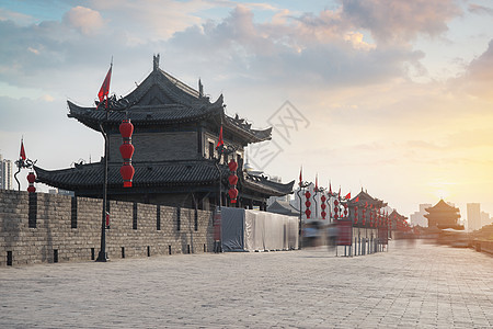 西安城墙中国建筑的最大纪念碑背景图片