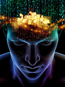 心理系列的元素人类头部的三维插图科学教育心灵力量学科的技术符号图片