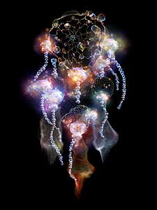 捕梦者系列艺术工艺精神世界的上,由抽象元素成的捕梦符号的排列图片
