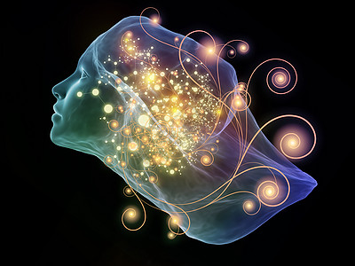 下代人工智能系列人头融合与分形形状心灵意识灵上的构成图片