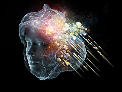 下代人工智能系列人头融合与分形形状心灵意识灵上的背景图片