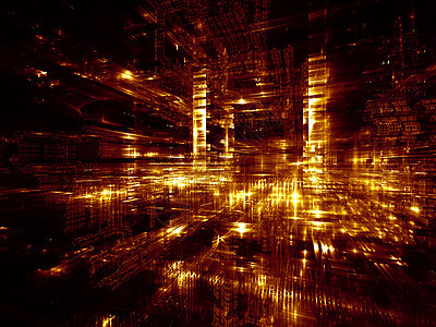 分形城市系列由三维分形结构灯光成的背景,适用于技术通信教育科学项目图片