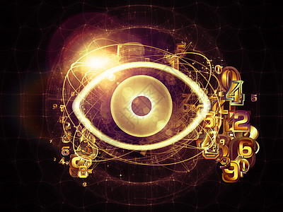 眼睛粒子系列由眼睛形状数字分形元素成,精神科学技术的隐喻图片