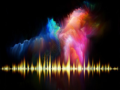 颜色系列的旋律生动的分形绘画音乐艺术上的条纹背景图片
