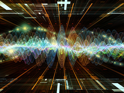 波函数序列色正弦振动光分形元素的成与声音均衡器音乐谱量子概率隐喻关系背景图片