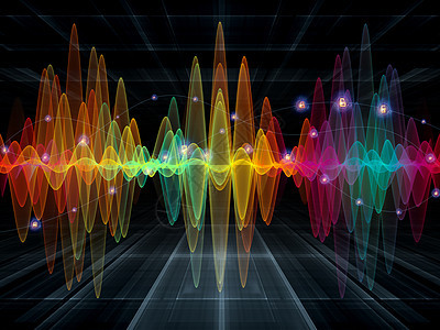 波函数序列背景的彩色正弦振动,光分形元素,以补充您的的声音均衡器,音乐频谱量子概率背景图片
