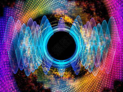 波函数序列声均衡器音乐谱量子概率上的彩色正弦振动光分形元素的成背景图片