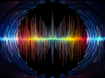 波函数序列声均衡器音乐谱量子概率上彩色正弦振动光分形元素的背景成背景图片
