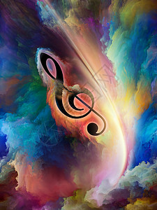 彩色颜料漩涡中的高音CLEF符号艺术灵感创造力声音表演古典音乐作品的背景自定义背景系列图片