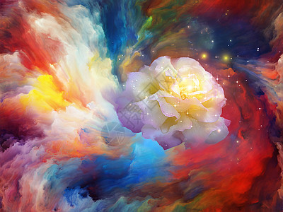 盛开的玫瑰五颜六色的油漆漩涡中,艺术创造力想象力的背景自定义背景系列图片