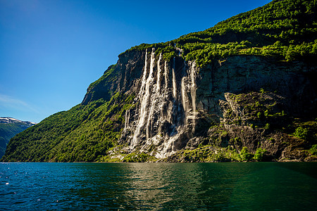 吉兰格峡湾,瀑布七姐妹美丽的自然挪威自然景观图片