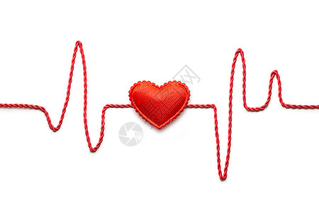 红色背景图创意情人节照片的心脏脉搏线白色背景背景