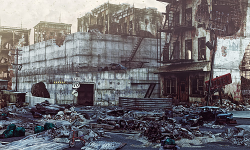 城市的废墟三维插图城市的废墟背景图片