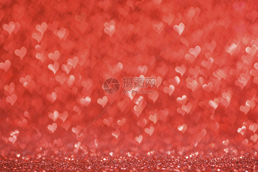 ‘~红色的心脏背景红色发光的Bokeh心脏背景情人节  ~’ 的图片