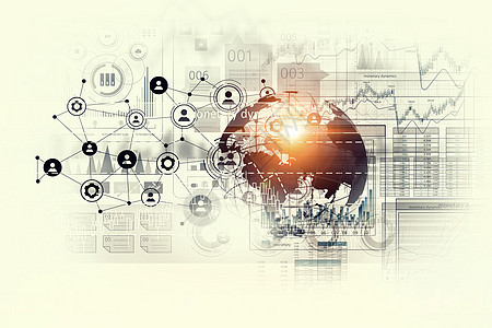网络社区数字背景图像呈现全局连接图片