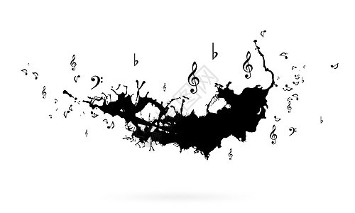 音乐图像与黑色音乐标志白色背景图片