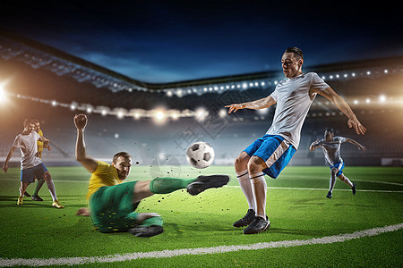 足球比赛正进行中足球比赛中,球员为了控制球而打架图片