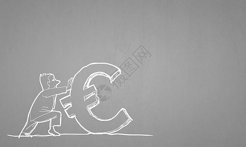 欧元货币滑稽商人拉欧元标志的漫画图片