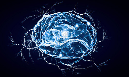 数字人脑蓝色数字背景下人脑的人类智能图片