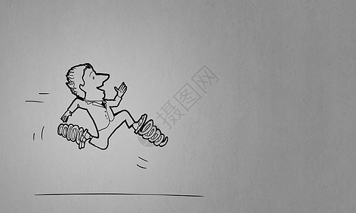 卡通趣的人滑稽商人的漫画,腿上弹簧图片
