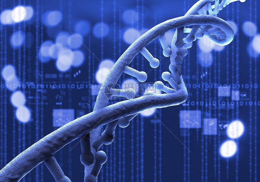 dna分子图像蓝色背景下dna分子的生物化学科学