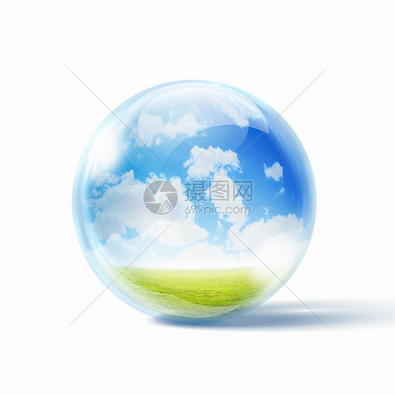 蓝天上的白云白云蓝天里的璃球体里图片