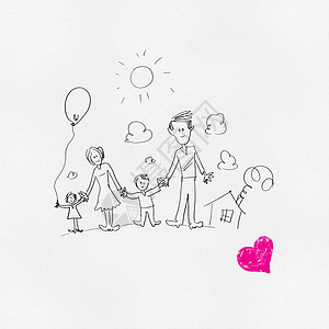 爱的家人勾勒出快乐父母孩子的趣形象背景图片