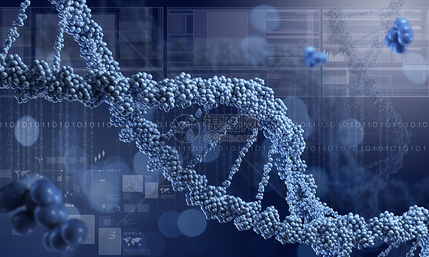 dna分子蓝色背景下dna分子的生物化学科学
