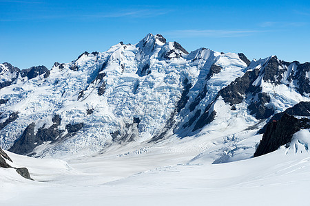 雪山山景雪,蓝天清澈图片