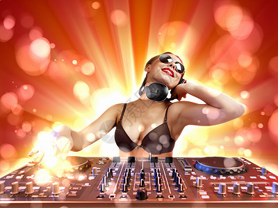 DJ混合器DJ个调音台设备来控制声音播放音乐图片