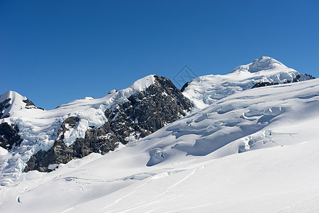 雪山山景雪,蓝天清澈图片