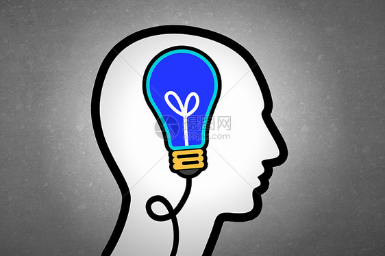 思维机制用灯泡代替大脑的人头轮廓图片