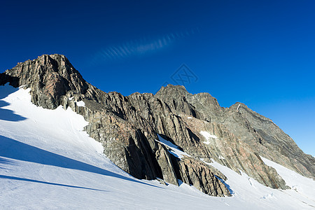 山峰山景雪,蓝天清澈图片