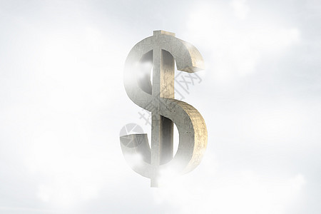 美元货币标志财务与美元石头标志云背景图片