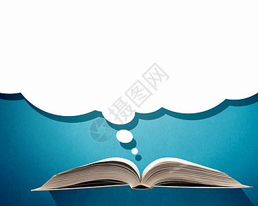 打开了书打开书,蓝色背景上语音气泡图片