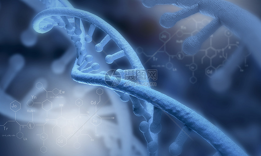 dna分子蓝色背景下dna分子的生物化学科学