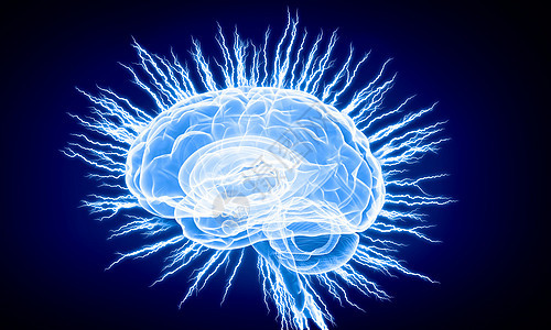 数字人脑蓝色数字背景下人脑的人类智能图片