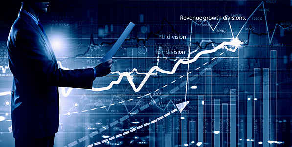 平均销售报告商人手里着数字信息仪背景的论文图片