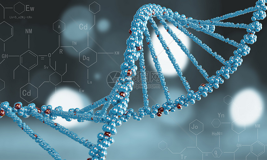 dna分子蓝色背景下dna分子的生物化学科学