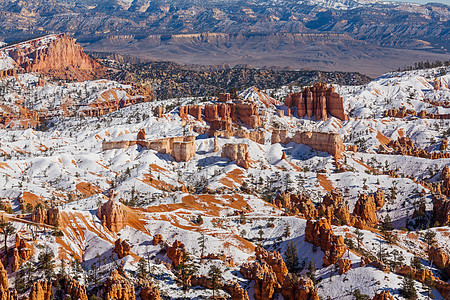 户外徒步布莱斯峡谷冬季雪背景