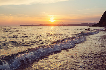 美丽的彩色日落海边适合壁纸背景图像图片