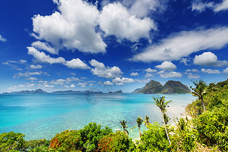 令人惊叹的海景海湾山区岛屿,巴拉望,菲律宾图片