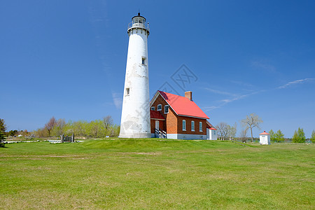 塔瓦斯点灯塔,建于1876,胡伦湖,密歇根州,美国图片