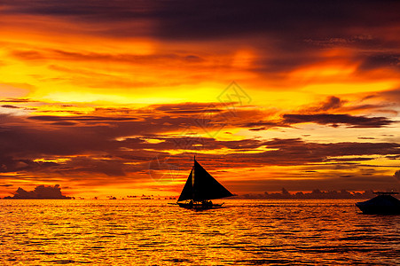 菲律宾长滩美丽的日落Boracay海滩,菲律宾背景