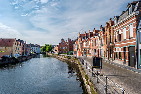 布鲁日布鲁日城市景观与水渠,法兰德斯,比利时图片