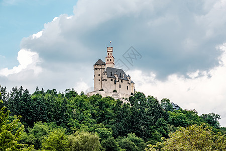 德国城堡马尔堡城堡莱茵河谷莱茵峡谷附近的布鲁巴赫,德国建于1117背景