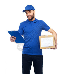 送货服务,邮件,物流,人员运输快乐的人与包裹盒剪贴板图片